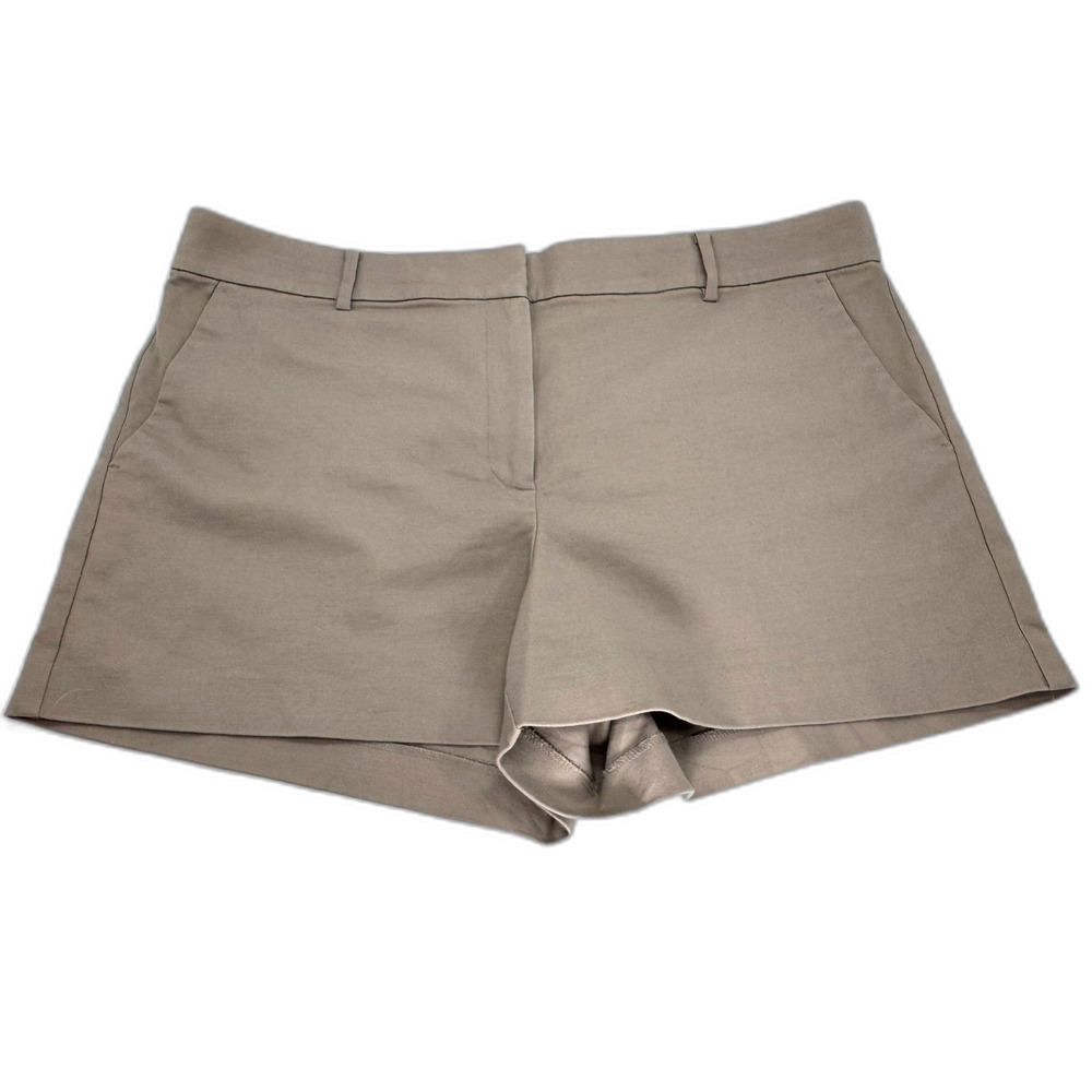 LOFT Riviera Khaki Stone Beige Tailored Shorts Size 16 High Rise Stretch EUC